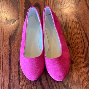 Bright Pink faux Suede Flats